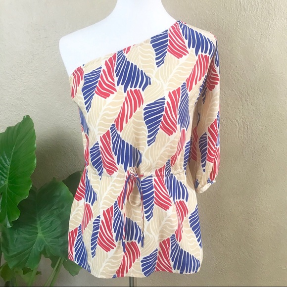 Britt Ryan Tops - {Britt Ryan} Printed One Shoulder Silk Top Size 6